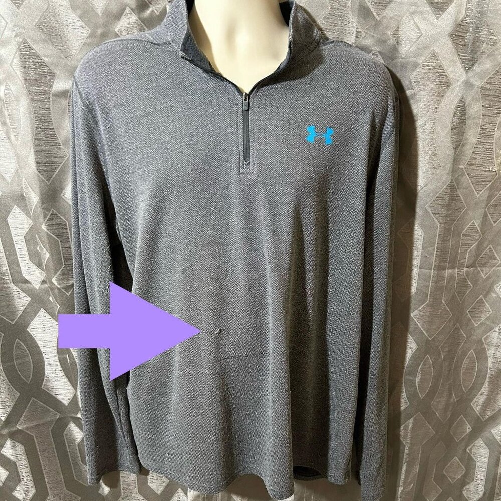 Men's Gently Worn Grey Under Armour Long-Sleeved HeatGear Neck Zip